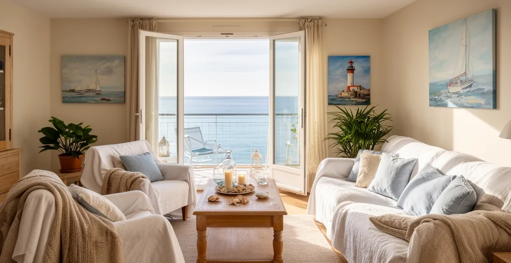 Intérieur lumineux d'un appartement de location saisonnière prêt pour l'accueil des voyageurs